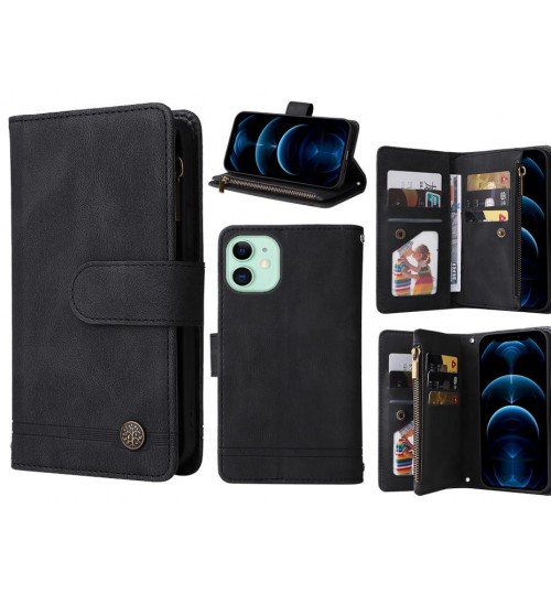 Iphone 11 Case 9 Card Slots Wallet Denim Leather Case - Black