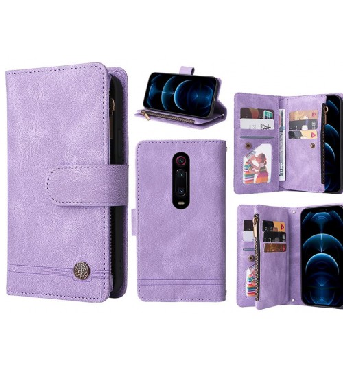 Xiaomi Redmi K20 Case 9 Card Slots Wallet Denim Leather Case - Purple