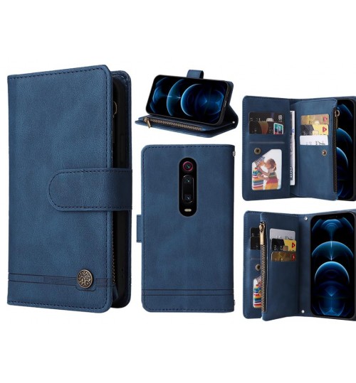 Xiaomi Redmi K20 Case 9 Card Slots Wallet Denim Leather Case - Blue