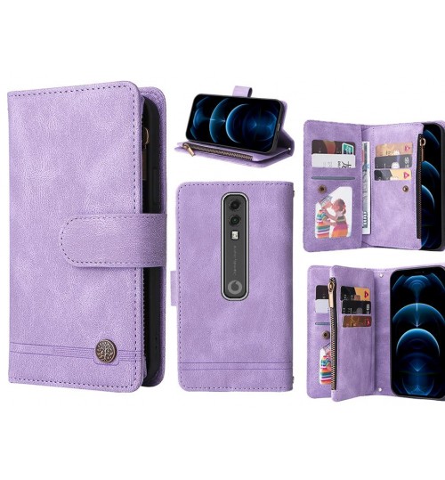 Vodafone V10 Case 9 Card Slots Wallet Denim Leather Case - Purple