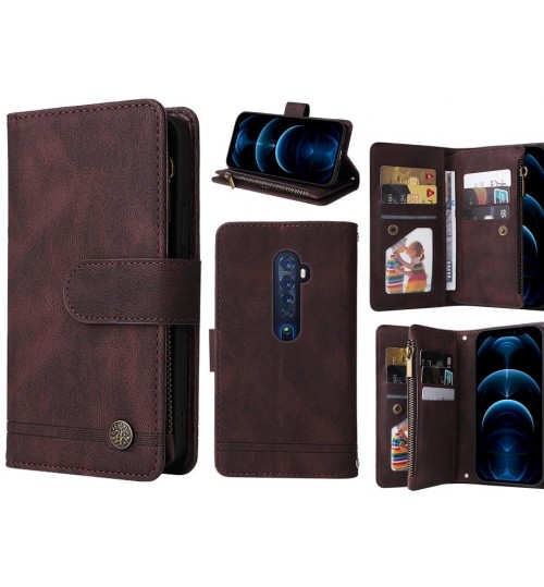 Oppo Reno 2 Case 9 Card Slots Wallet Denim Leather Case - Brown