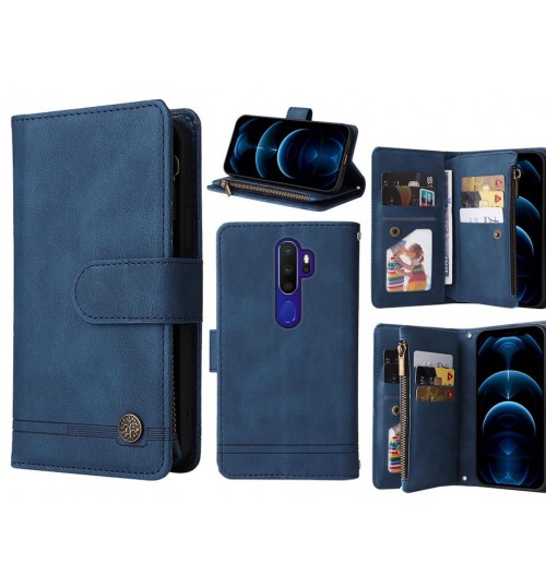 Oppo A9 2020 Case 9 Card Slots Wallet Denim Leather Case - Blue