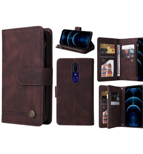 Oppo F11 Case 9 Card Slots Wallet Denim Leather Case - Brown