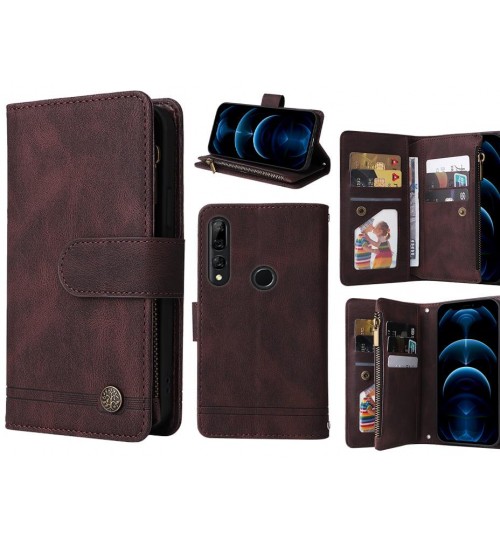 Huawei Y9 Prime 2019 Case 9 Card Slots Wallet Denim Leather Case - Brown