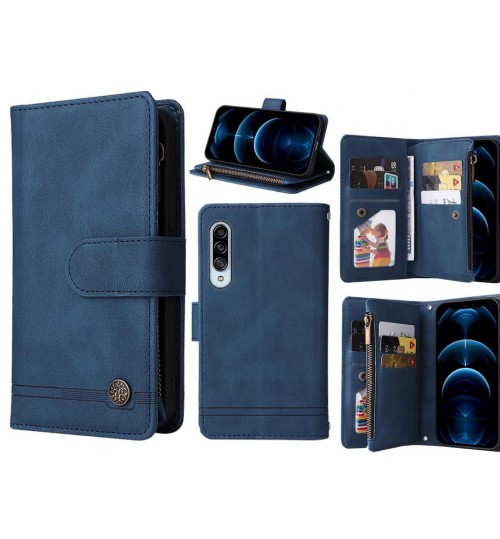 Samsung Galaxy A90 Case 9 Card Slots Wallet Denim Leather Case - Blue