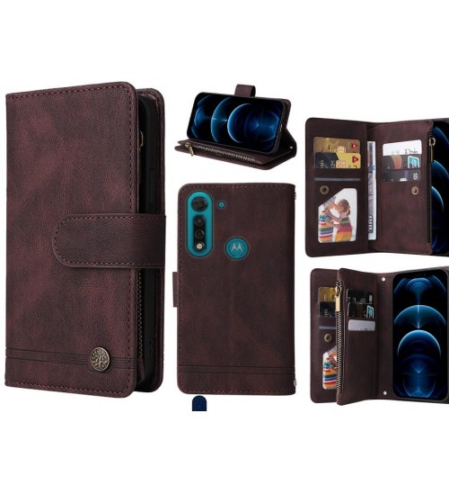 Moto G8 Power Lite Case 9 Card Slots Wallet Denim Leather Case