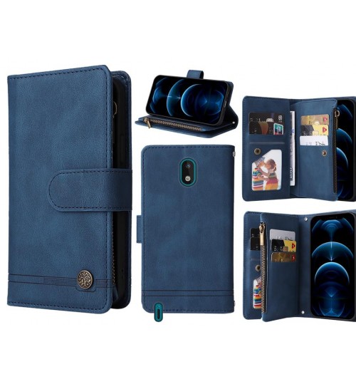 Nokia 1.3 Case 9 Card Slots Wallet Denim Leather Case - Blue