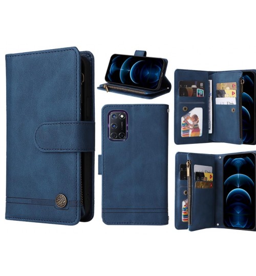 Oppo A72 Case 9 Card Slots Wallet Denim Leather Case - Blue