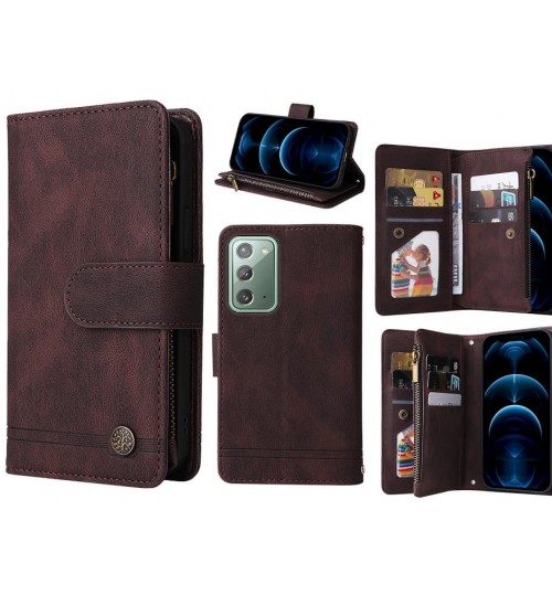 Galaxy Note 20 Case 9 Card Slots Wallet Denim Leather Case - Brown