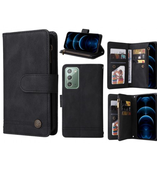 Galaxy Note 20 Case 9 Card Slots Wallet Denim Leather Case - Black