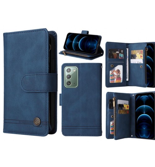 Galaxy Note 20 Case 9 Card Slots Wallet Denim Leather Case - Blue