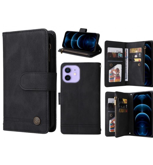 iPhone 12 Case 9 Card Slots Wallet Denim Leather Case