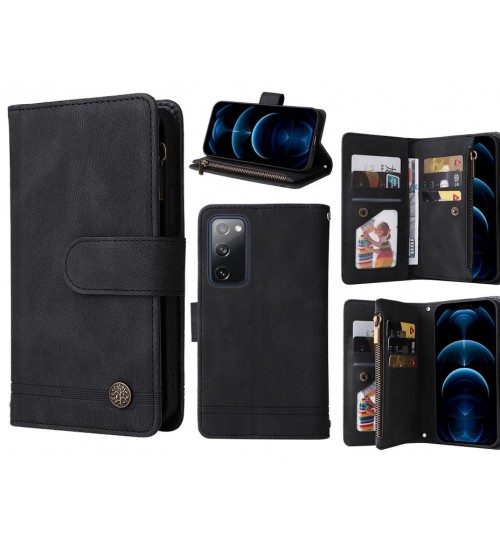 Samsung S20 Fe Case 9 Card Slots Wallet Denim Leather Case - Black