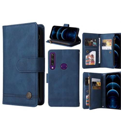 Huawei Y6p Case 9 Card Slots Wallet Denim Leather Case - Blue