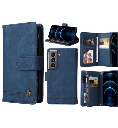 Galaxy S21 Case 9 Card Slots Wallet Denim Leather Case - Blue