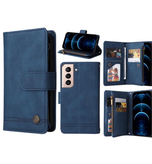 Galaxy S21 Plus Case 9 Card Slots Wallet Denim Leather Case - Blue