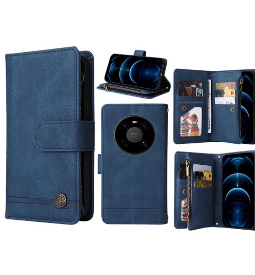 Huawei Mate 40 Case 9 Card Slots Wallet Denim Leather Case - Blue