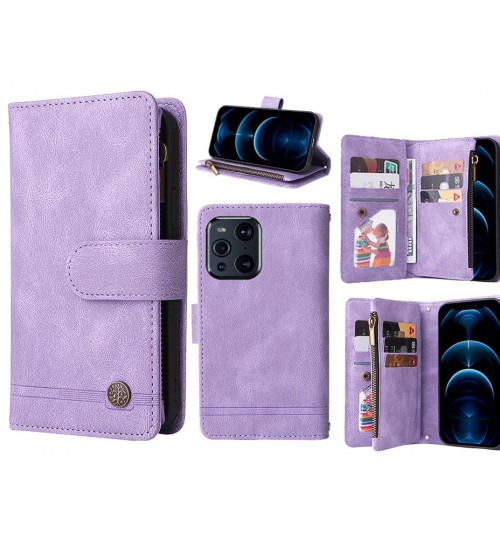 Oppo Find X3 Pro Case 9 Card Slots Wallet Denim Leather Case