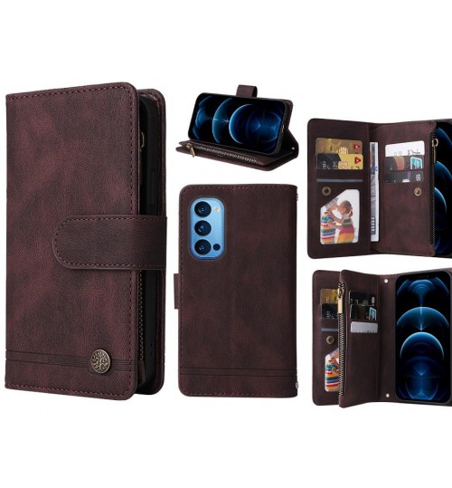 Oppo Reno 4 Pro Case 9 Card Slots Wallet Denim Leather Case - Brown