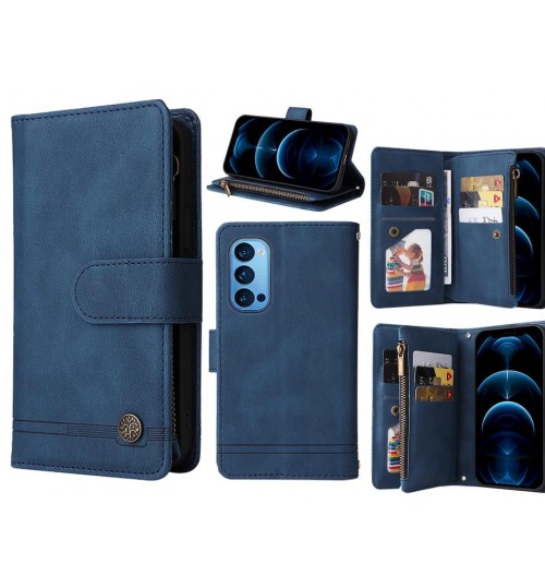 Oppo Reno 4 Pro Case 9 Card Slots Wallet Denim Leather Case - Blue