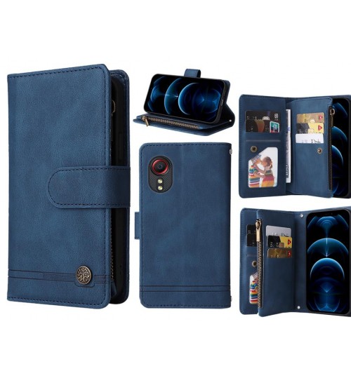 Samsung Galaxy Xcover 5 Case 9 Card Slots Wallet Denim Leather Case - Blue