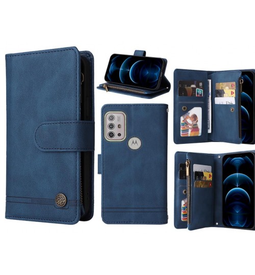 Moto G10 Case 9 Card Slots Wallet Denim Leather Case