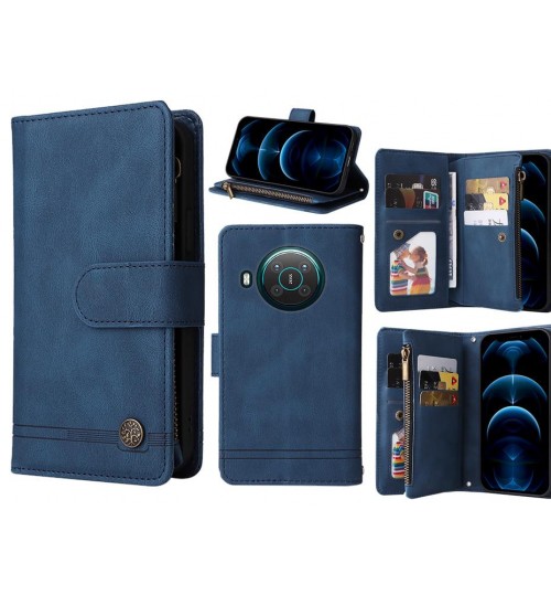 Nokia X10 5g Case 9 Card Slots Wallet Denim Leather Case - Blue