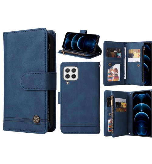Samsung Galaxy A22 4g Case 9 Card Slots Wallet Denim Leather Case - Blue