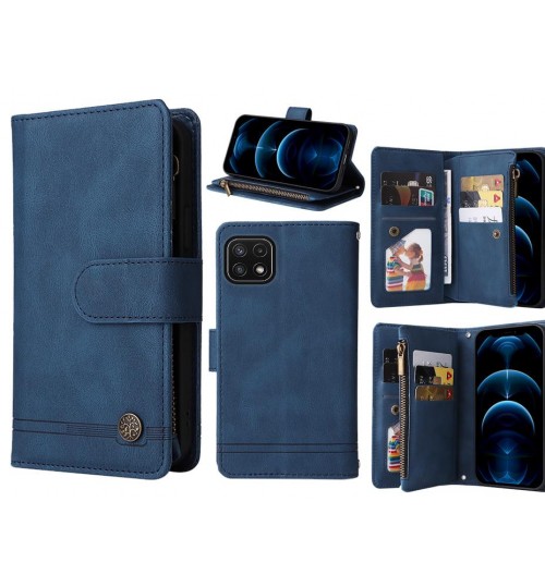 Samsung Galaxy A22 5g Case 9 Card Slots Wallet Denim Leather Case - Blue