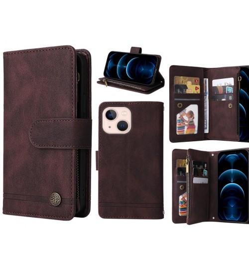 iPhone 13 Mini Case 9 Card Slots Wallet Denim Leather Case