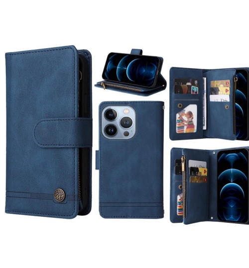 iPhone 13 Pro Case 9 Card Slots Wallet Denim Leather Case