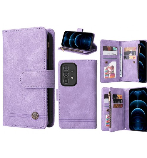 Samsung Galaxy A33 5g Case 9 Card Slots Wallet Denim Leather Case - Purple