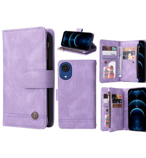 Samsung Galaxy A03 Core Case 9 Card Slots Wallet Denim Leather Case - Purple