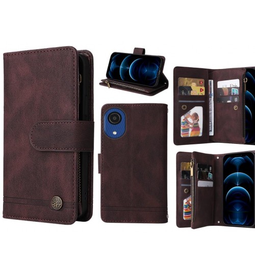 Samsung Galaxy A03 Core Case 9 Card Slots Wallet Denim Leather Case - Brown