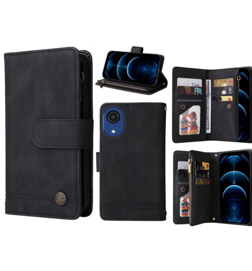 Samsung Galaxy A03 Core Case 9 Card Slots Wallet Denim Leather Case - Black