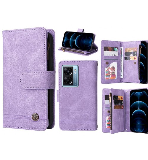 Oppo A77 2022 Case 9 Card Slots Wallet Denim Leather Case
