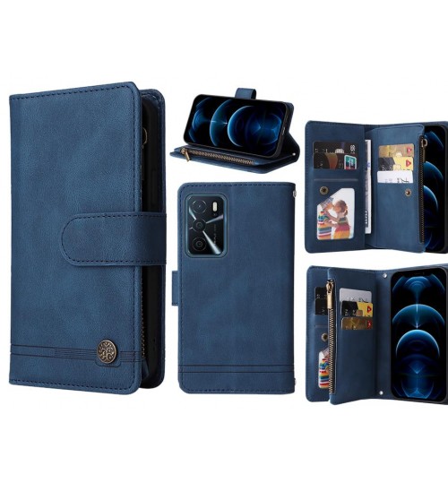 Oppo A54s Case 9 Card Slots Wallet Denim Leather Case
