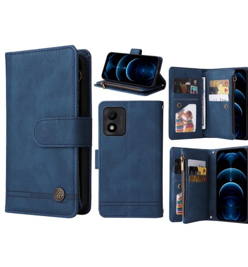 Vodafone P12 Case 9 Card Slots Wallet Denim Leather Case - Blue