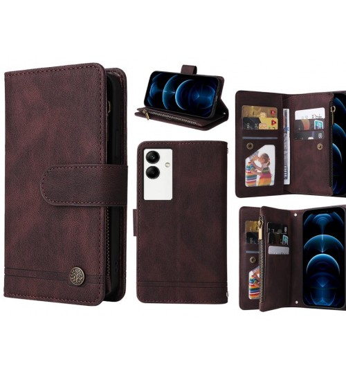 Samsung Galaxy A04 Case 9 Card Slots Wallet Denim Leather Case - Brown
