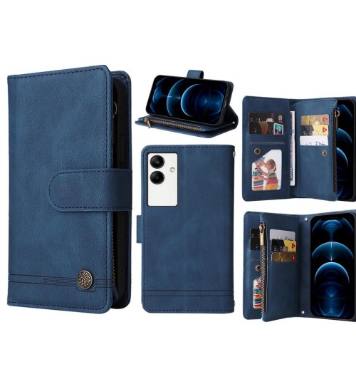 Samsung Galaxy A04 Case 9 Card Slots Wallet Denim Leather Case - Blue