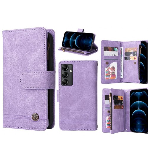 Samsung Galaxy A14 5g Case 9 Card Slots Wallet Denim Leather Case - Purple