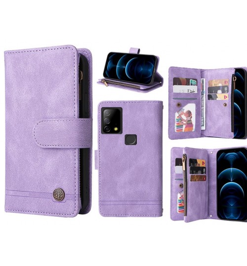 Vodafone T23 Case 9 Card Slots Wallet Denim Leather Case - Purple