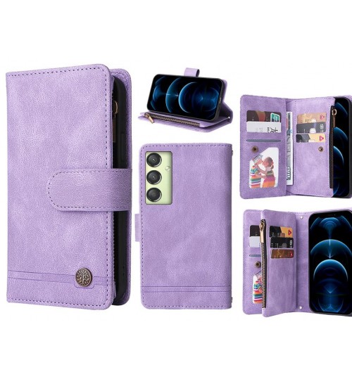 Samsung Galaxy A24 4g Case 9 Card Slots Wallet Denim Leather Case - Purple