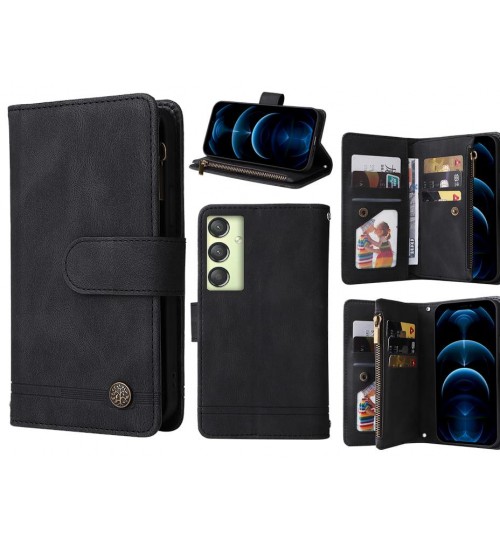 Samsung Galaxy A24 4g Case 9 Card Slots Wallet Denim Leather Case - Black