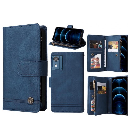Nokia C02 Case 9 Card Slots Wallet Denim Leather Case - Blue
