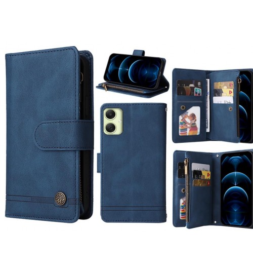 Samsung Galaxy A05 Case 9 Card Slots Wallet Denim Leather Case - Blue