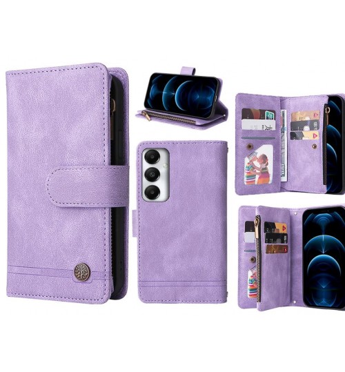 Samsung Galaxy A05s Case 9 Card Slots Wallet Denim Leather Case - Purple
