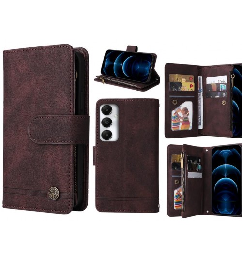 Samsung Galaxy A05s Case 9 Card Slots Wallet Denim Leather Case - Brown