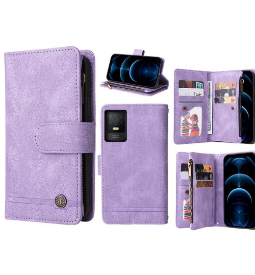 Tcl 403 4g Case 9 Card Slots Wallet Denim Leather Case - Purple