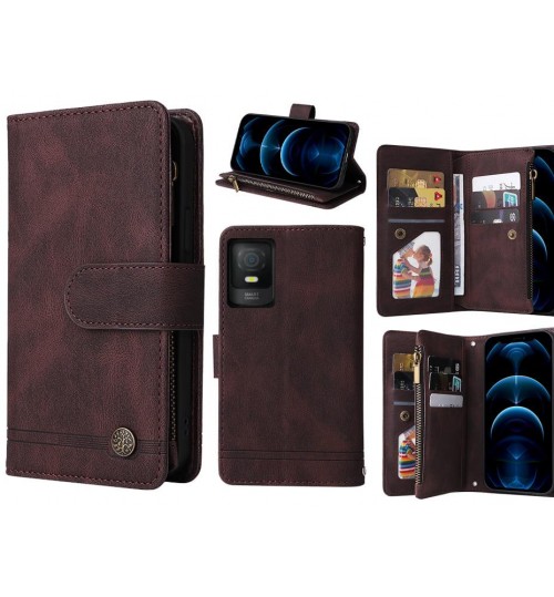 Tcl 403 4g Case 9 Card Slots Wallet Denim Leather Case - Brown